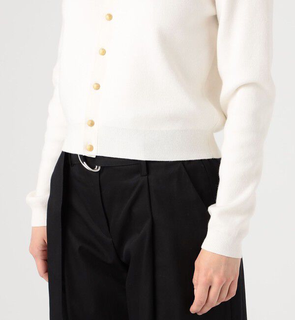 CABaN キャバン コットンカシミヤ レースコンビカーディガン 白 美品 コットンカシミヤ レースコンビポケットカーディガン（CABaN