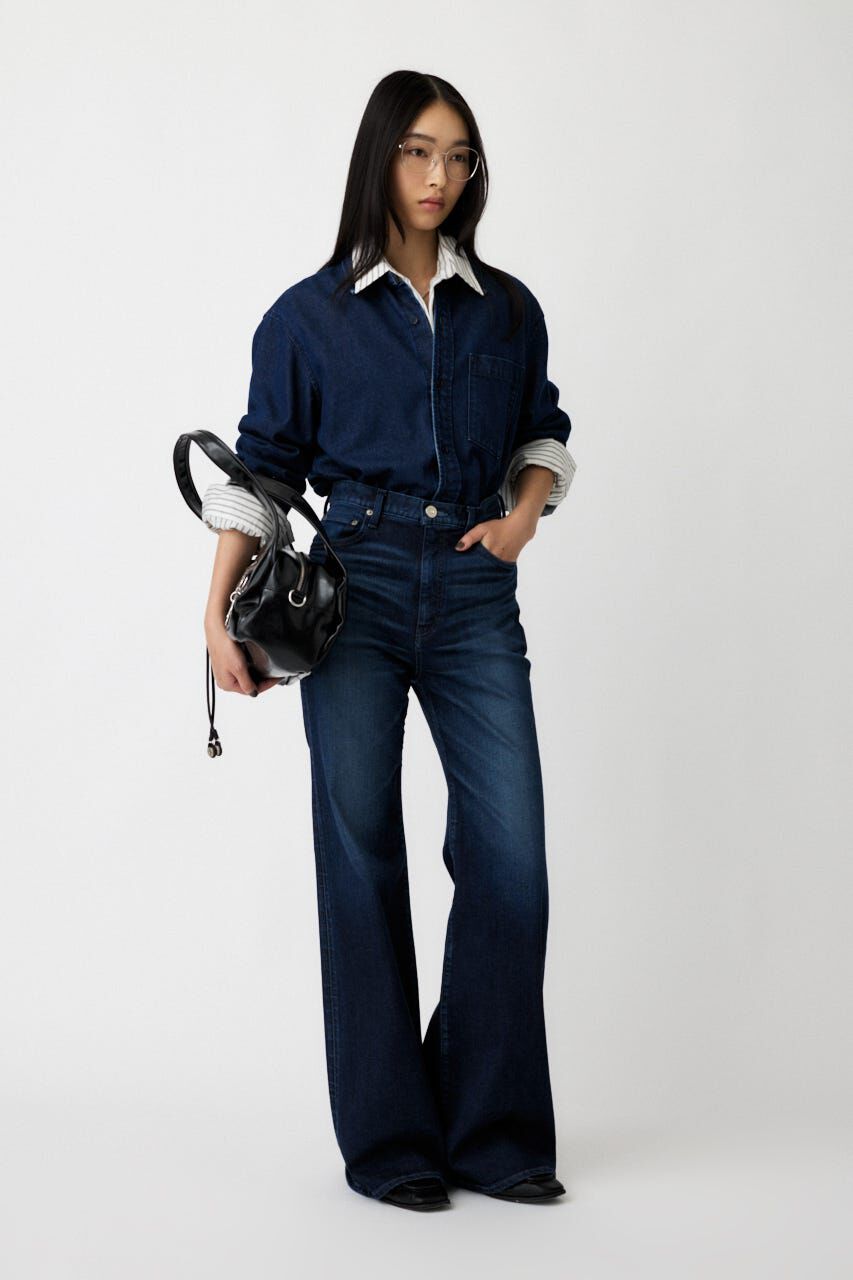 MOUSSY ADVANCED LONG LEG フレア ダークブルー 24 MOUSSY ADVANCED LONG LEG フレア ダークブルー 24 MOUSSY