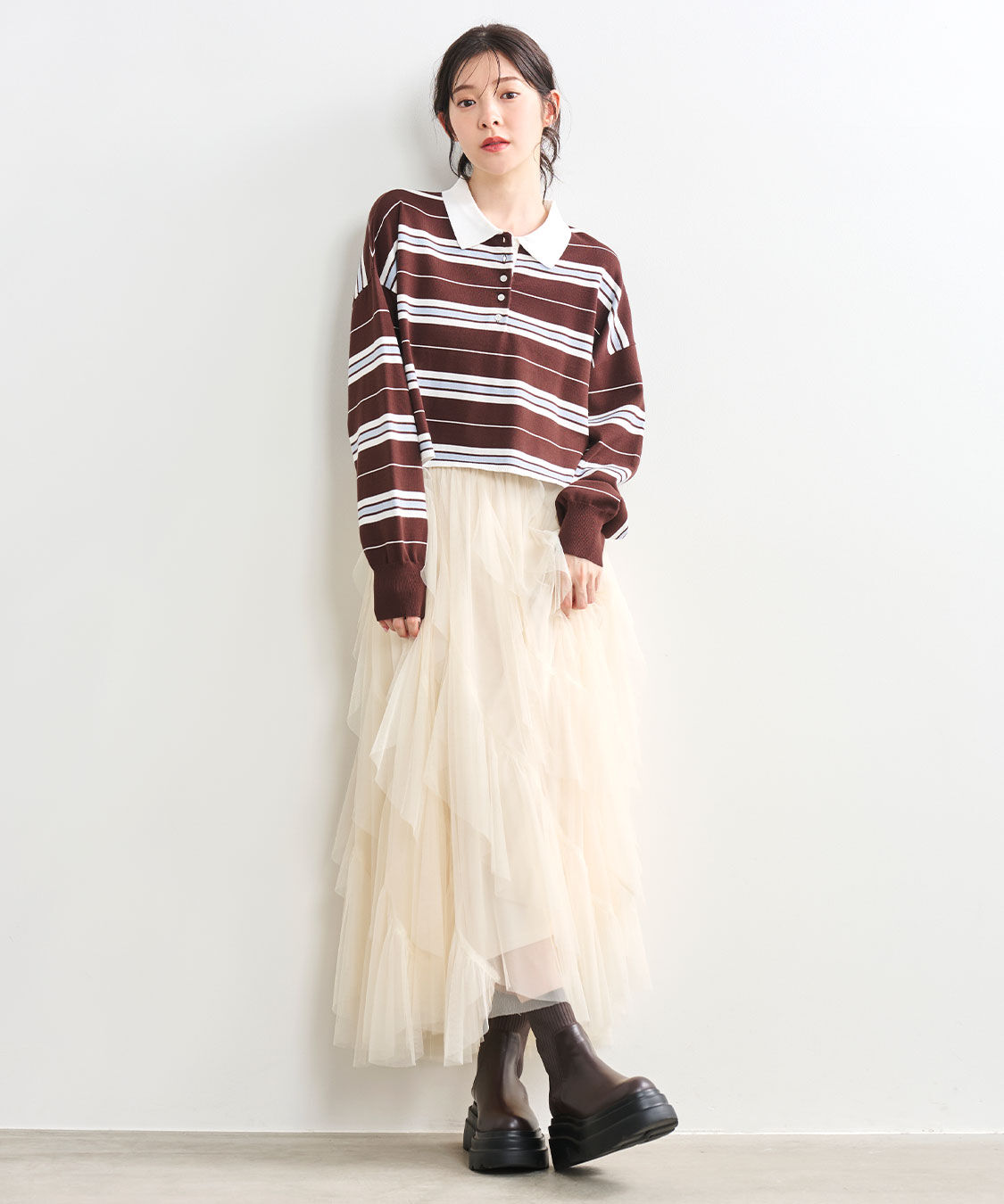 チュールエスカルゴフリルフレアスカート（COCO DEAL）｜ルミネ