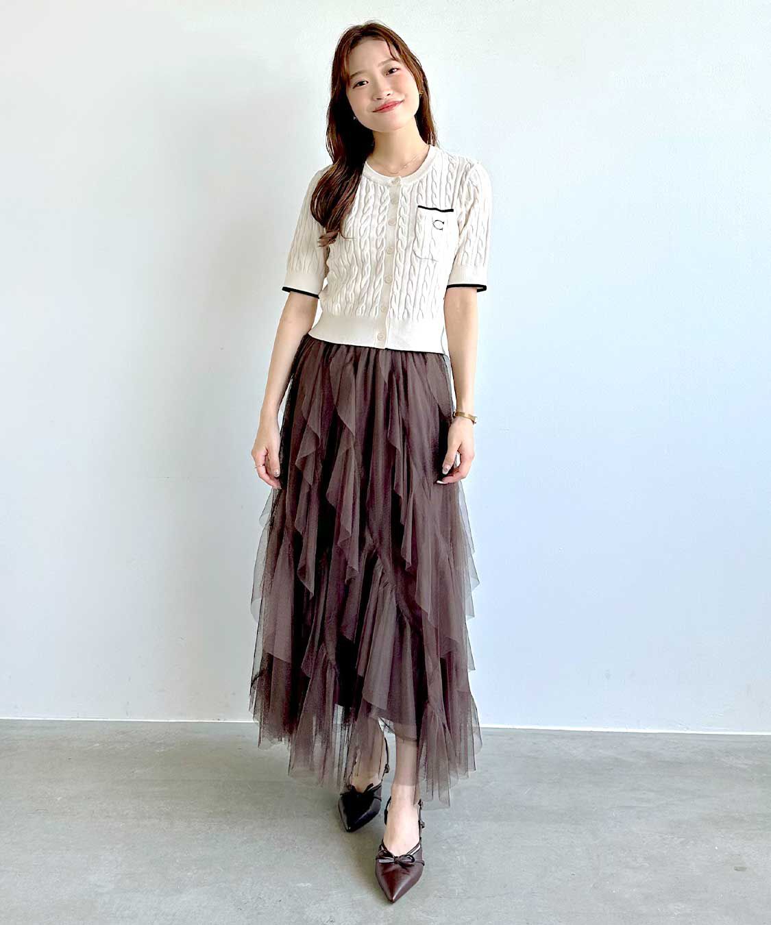 チュールエスカルゴフリルフレアスカート（COCO DEAL）｜ルミネ