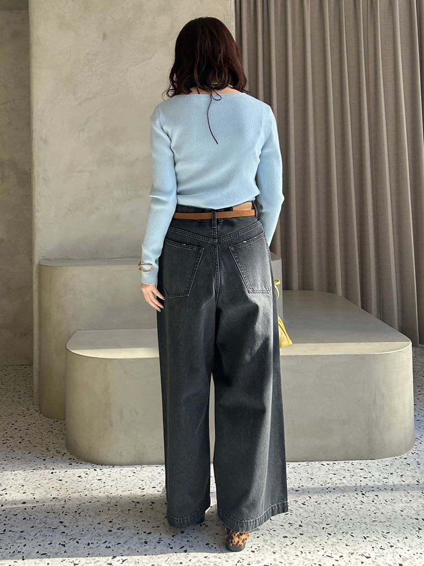 WEB限定00サイズ】ルーズフィットタックバギーデニムパンツ