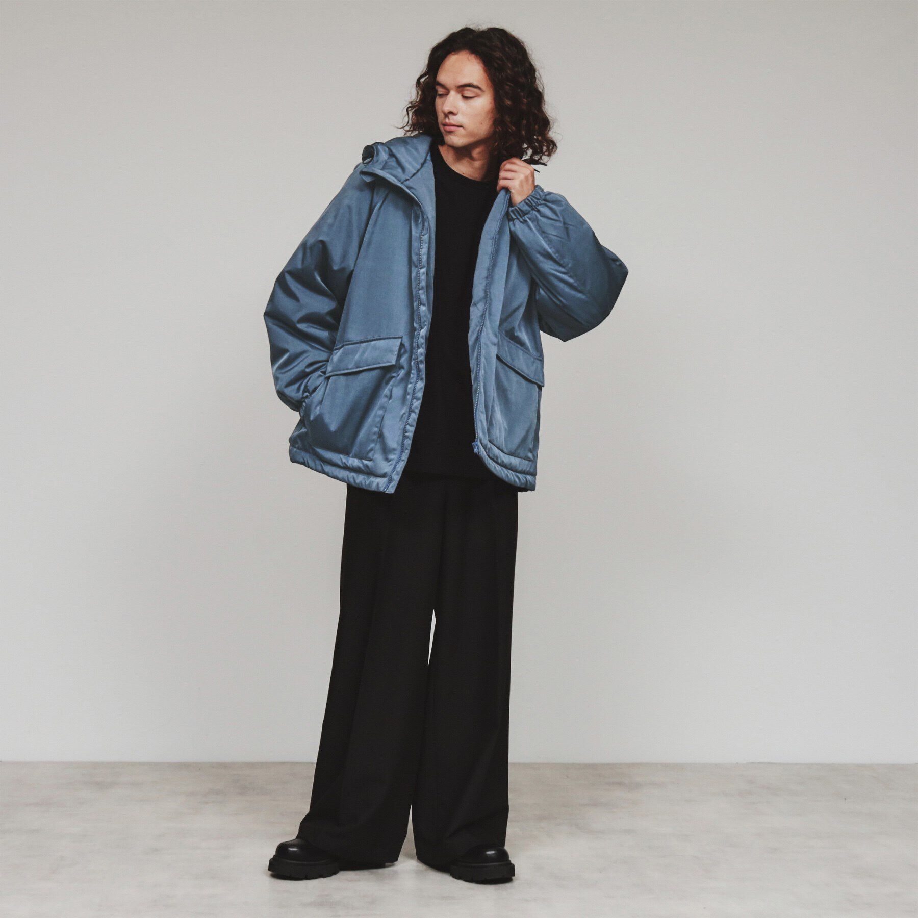 マシンウォッシャブル】REPREVEフード中綿ブルゾン（tk.TAKEO