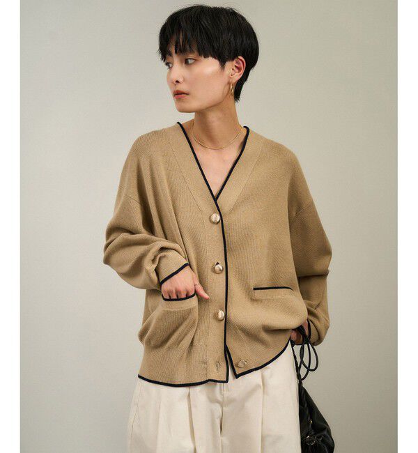 WEB限定】メタルボタンスウェットライクラインカーディガン 2［新色