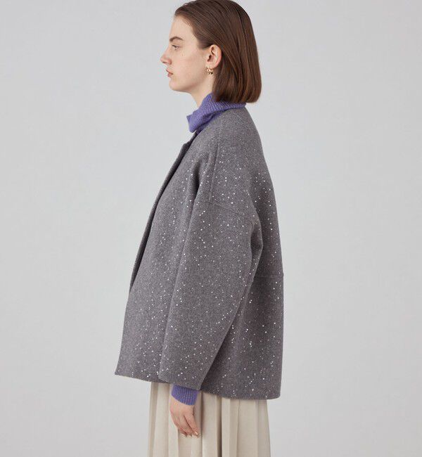 say____♡さま専用Ballseyスパンコールリバー ショートコクーンコート Ballsey ノーカラーコート コート スパンコールリバー ショート