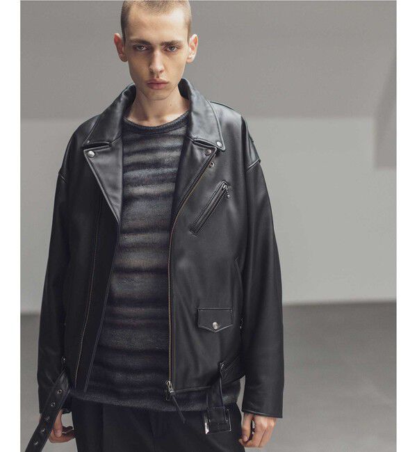 【初版】ラムレザープライムオーバー襟付きシングルライダースジャケット　00サイズ UNISEX》Lamb leather Prime-Over Single Rider Collared Jacket