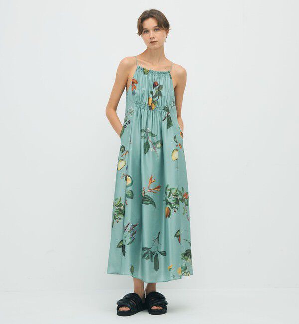 CABaN シルク Green Showerプリント キャミソールワンピース（CABaN