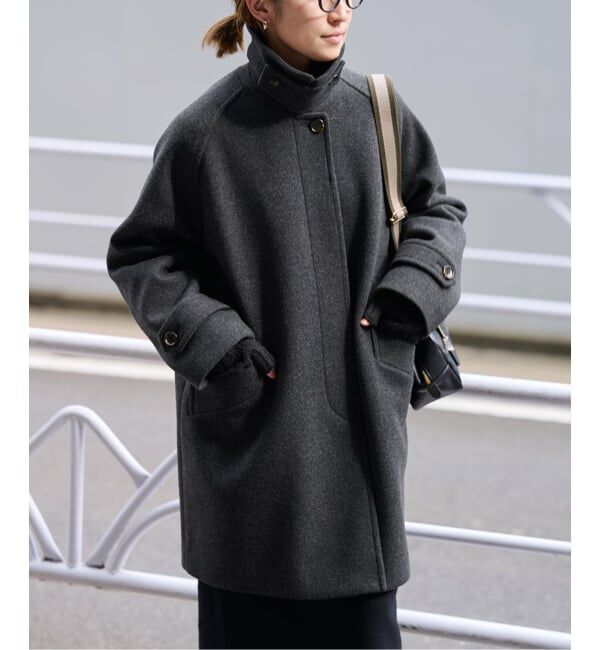 フレームワーク リバーバルカラーショートコート ウール ネイビー フレームワーク リバーバルカラーショートコート ウール ネイビー