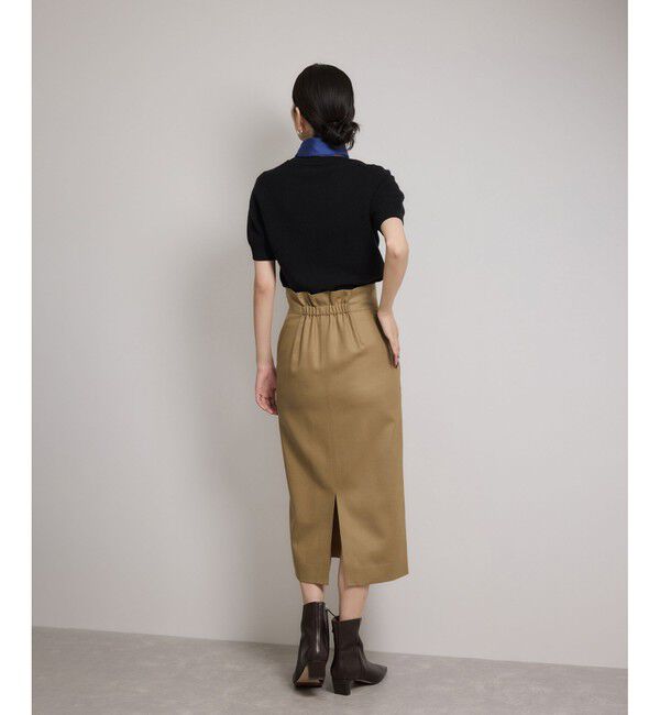 美人スカート]ウールレーヨンポケット付きタイトスカート(無地