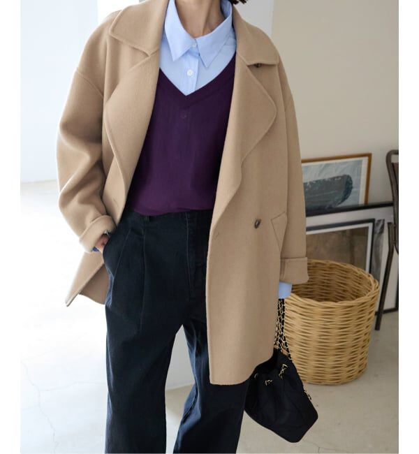souple wool ダブルフェイスミドルコート（SLOBE IENA）｜ルミネの
