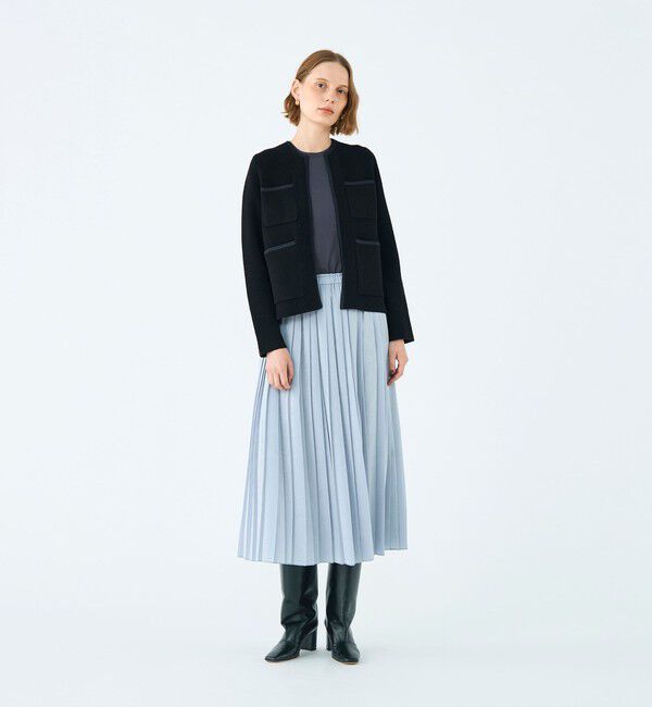 美品✨Ballsey　ウールナイロンブークレ　フロントオープンカーディガン　黒 Ballsey ウールナイロンブークレー フロントオープンカーディガン