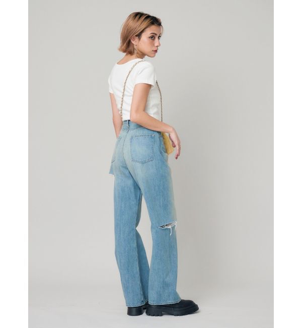 サイドカッティングレースワイドデニム（EVRIS）｜ルミネの