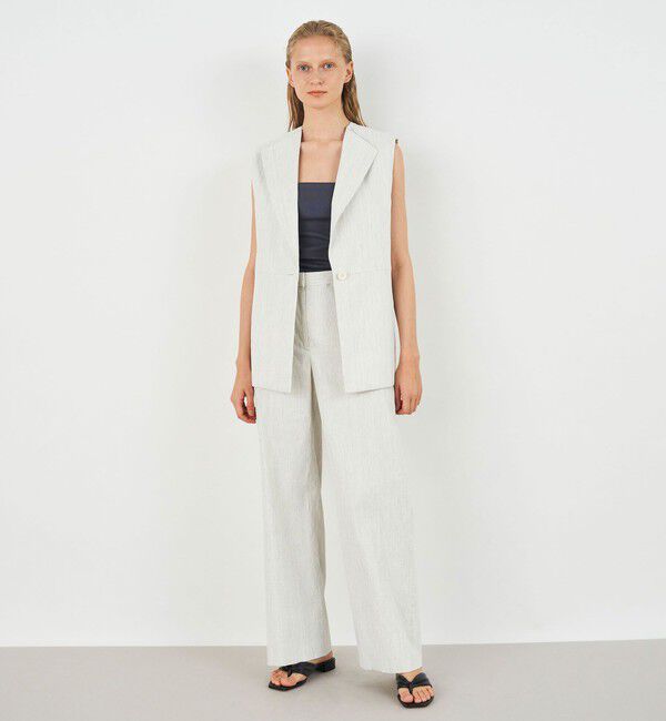 リネンナイロンストレッチ セミワイドパンツ（DES PRES）｜ルミネの