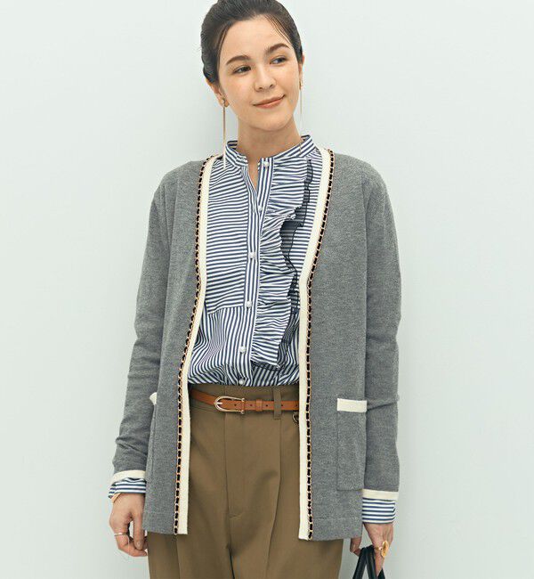 チェーンブレード長めVネックカーディガン