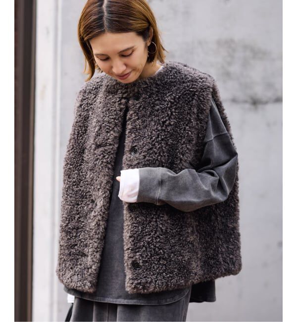 今季再販あり　FRAMeWORK フェイクファーベスト グレーB フレームワーク FRAMeWORK ≪追加予約≫フェイクファーベスト （グレー