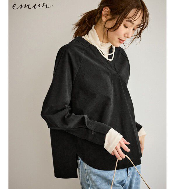 emur/エミュール】ストレッチ起毛あわせネックブラウス（Rope'Picnic