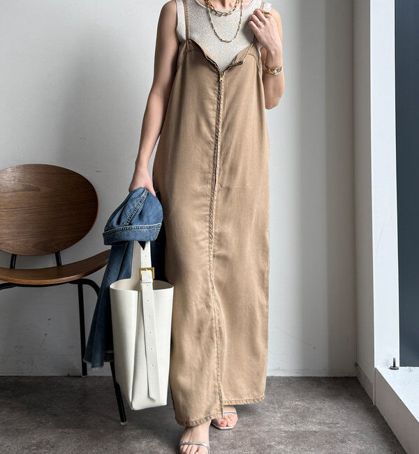 【タグなし新品】リヨセルデニムジャンスカベージュ38 DouDou ワンピース リヨセルデニムジャンスカ : ZOZOTOWN Yahoo!店