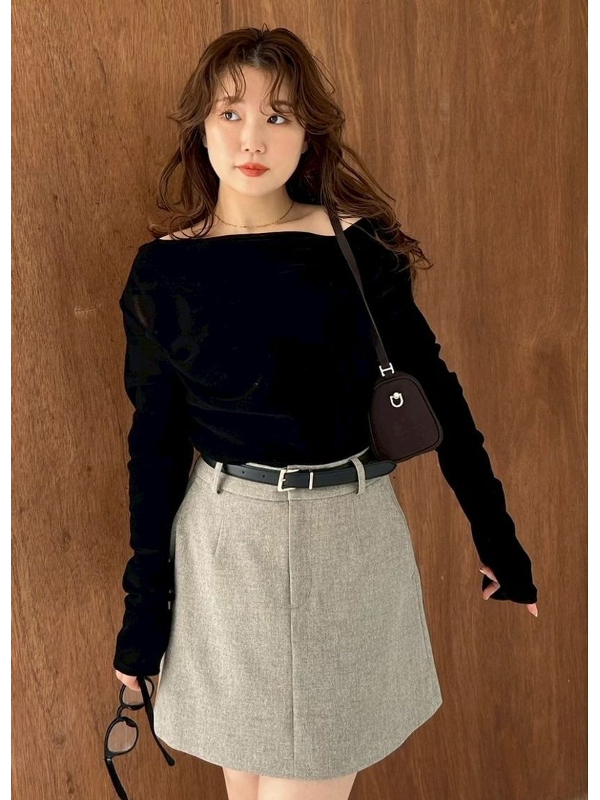 FRAY I.D デコルテタックフロッキーチュールトップス デコルテタックフロッキーチュールトップス（Tシャツ/カットソー