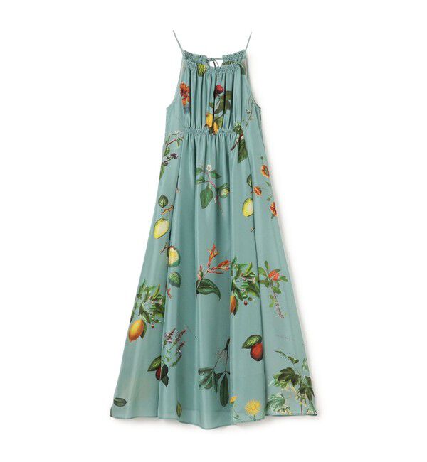 CABaN シルク Green Showerプリント キャミソールワンピース（CABaN
