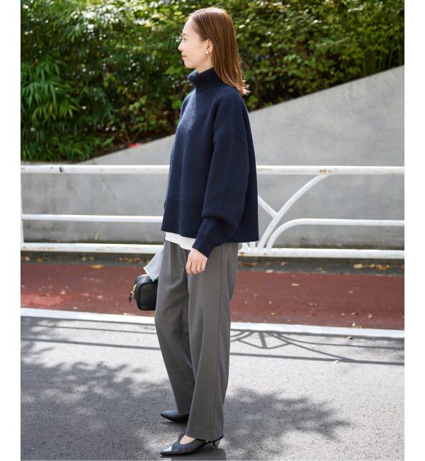 ウォッシャブルファーリーダブルフェイスタートルニット(SLOBE IENA