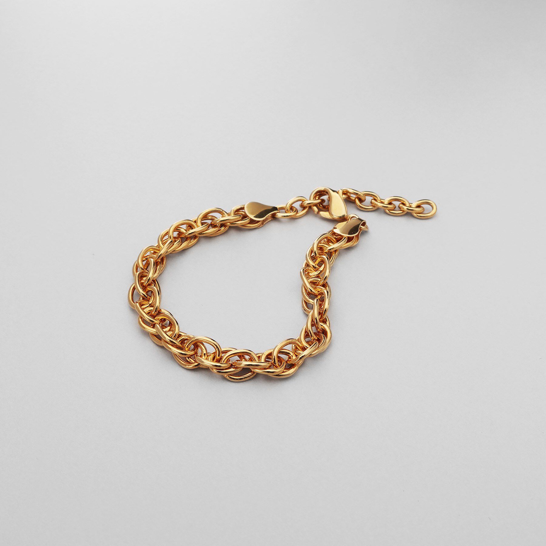 シルバー デザインチェーン ダブルケーブルブレスレット GP（COCOSHNIK