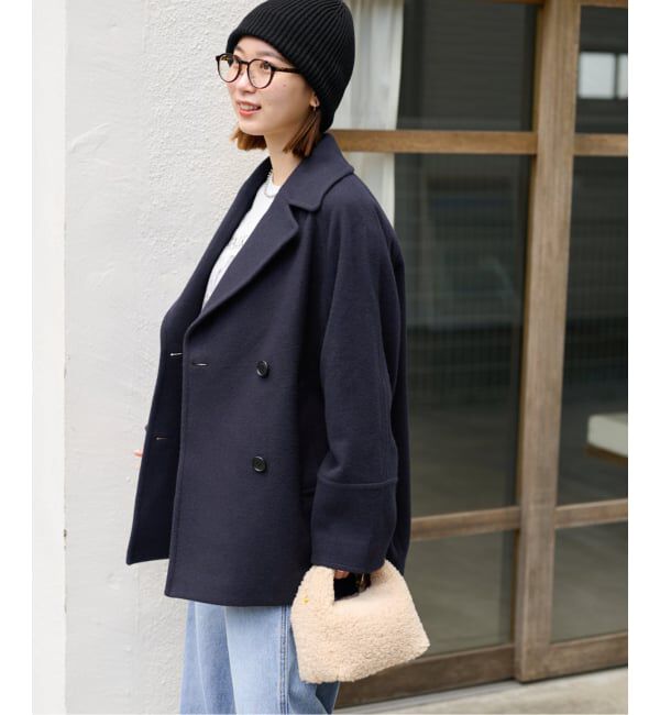 尾州ウールスーパー100モッサPコート　ネイビー38 ジャーナルスタンダード レリューム JOURNAL STANDARD relume 《追加2