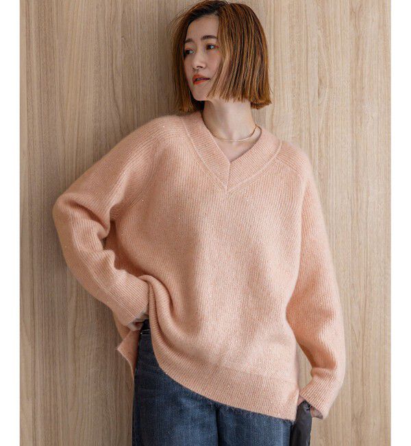 【極美品✨】 スローン モヘヤ シルク クルーネック ニット ピンク JOSE MOON ニット セーター MOHAIR HOLEDROP KNIT/モヘアホール