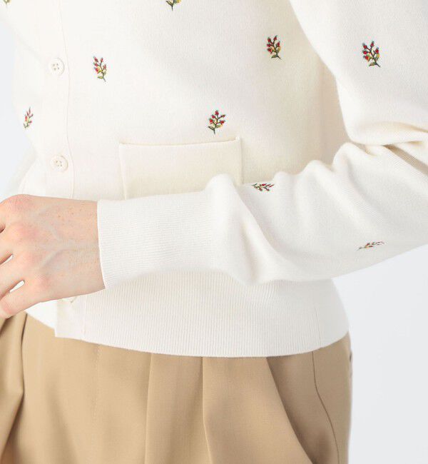コットンカシミヤ エンブロイダリークルーネックカーディガン（CABaN
