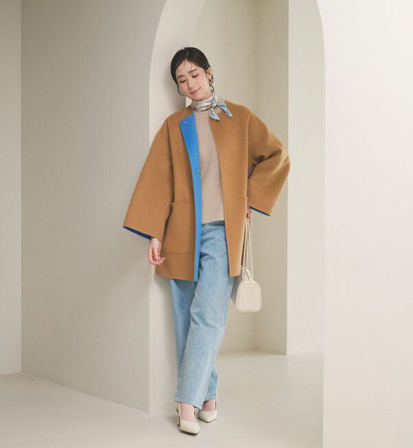 united arrows バイカラー　リバー　ミドルコート36 試着のみ美品 UNITED ARROWS バイカラー リバー ミドルコート - ファッション通販