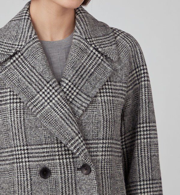 ウールカシミヤグレンチェック ショートコート（TOMORROWLAND