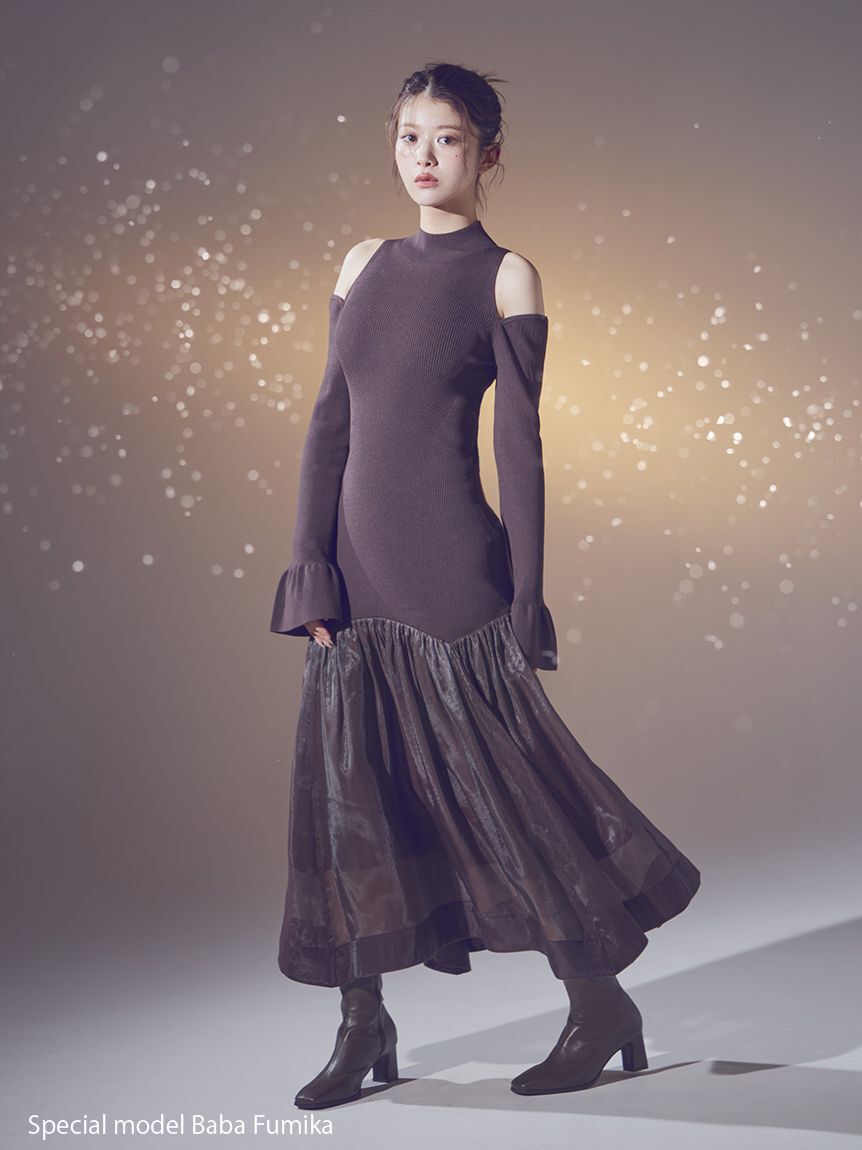 Sustainableコールドショルダーニットワンピース（SNIDEL）｜ルミネの