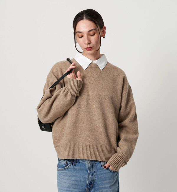 ウールカシミヤ アクア クルーネックニット（BEAUTY&YOUTH UNITED