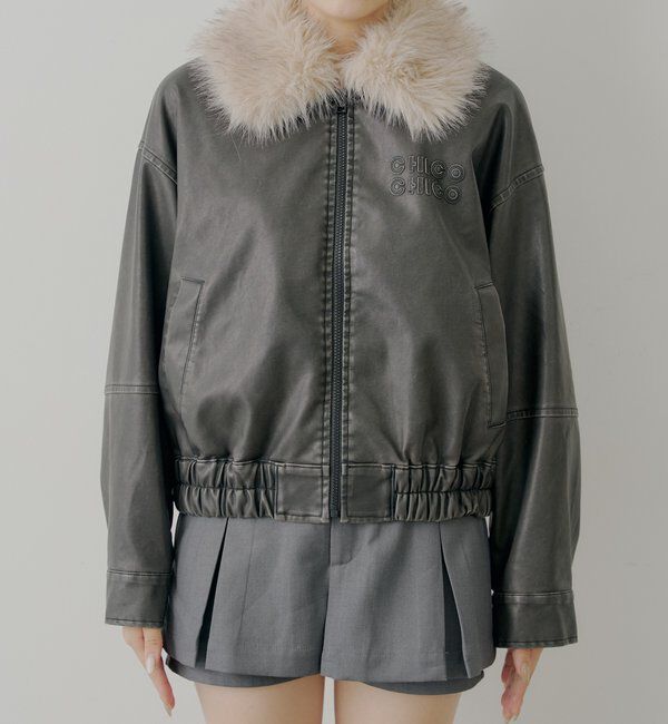 ファー取り外し可能】フェイクレザールーズジップブルゾン｜ルミネの