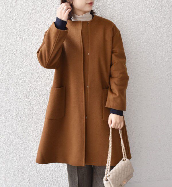 SHIPS Colors:SUPER100 ウール ノーカラー コート◇（SHIPS Colors