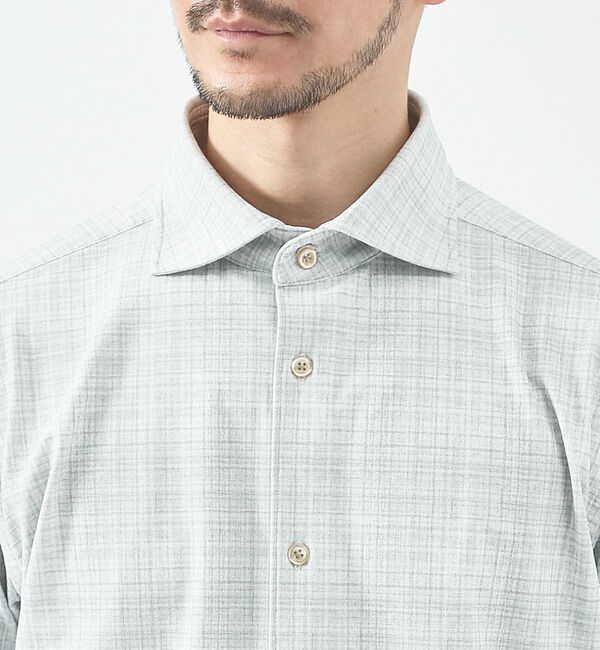 FLEX SHIRTS】接触冷感 スラブチェック 長袖シャツ（ABAHOUSE