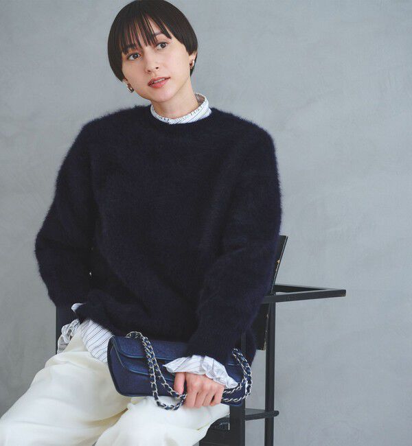 希少素材】UNITED ARROWS タヌキ×カシミヤ混 ニット ブラック UNITED