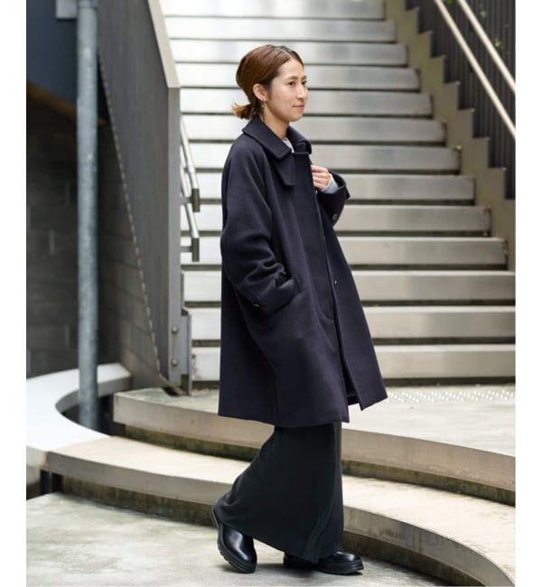 《新品》FRAMeWORK 24FW ラムウールMIXシャルムバルカラーコート黒 FRAMeWORK｜≪WEB先行 / 追加≫ラムウールMIXシャルムバルカラーコート