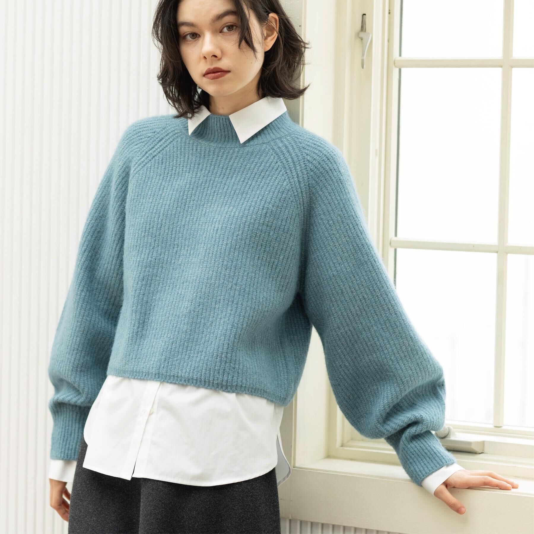 MIXミドルゲージショートあぜニット【洗濯機OK】（OPAQUE.CLIP