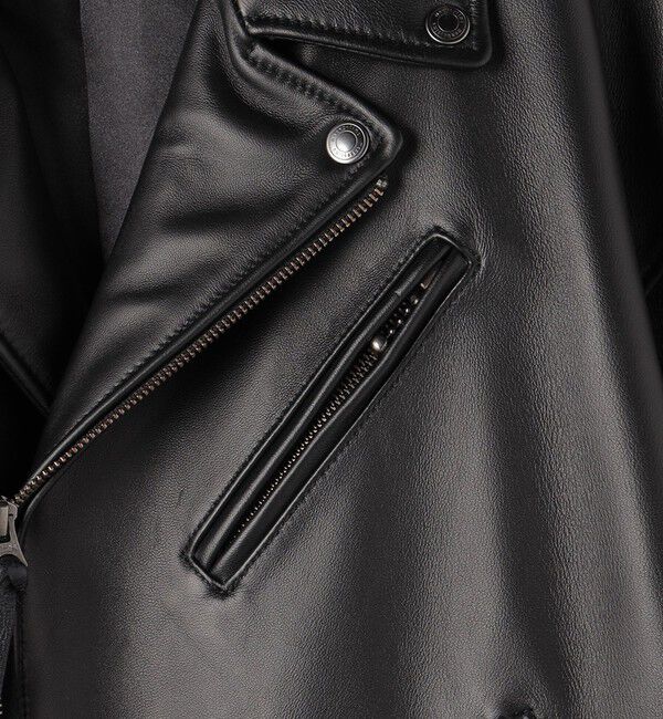 monkey time＞ シープ レザー オーバーサイズ ダブルライダース