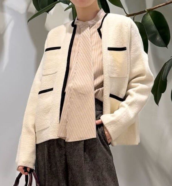 ウールナイロンブークレー フロントオープンカーディガン（Ballsey