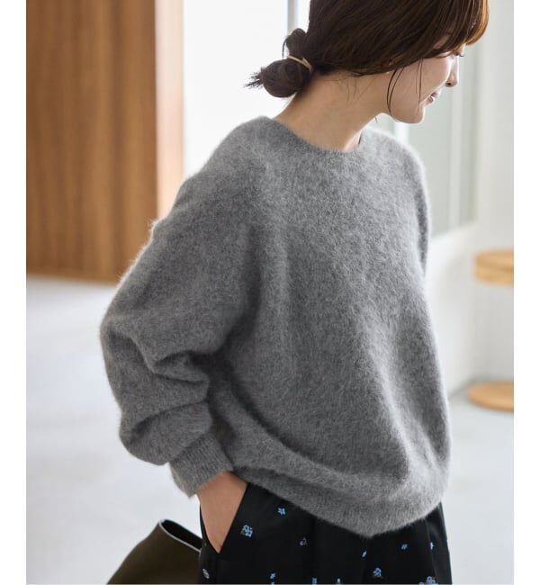 slobeiena フォックスカシミヤ プルオーバー ニット ネイビー