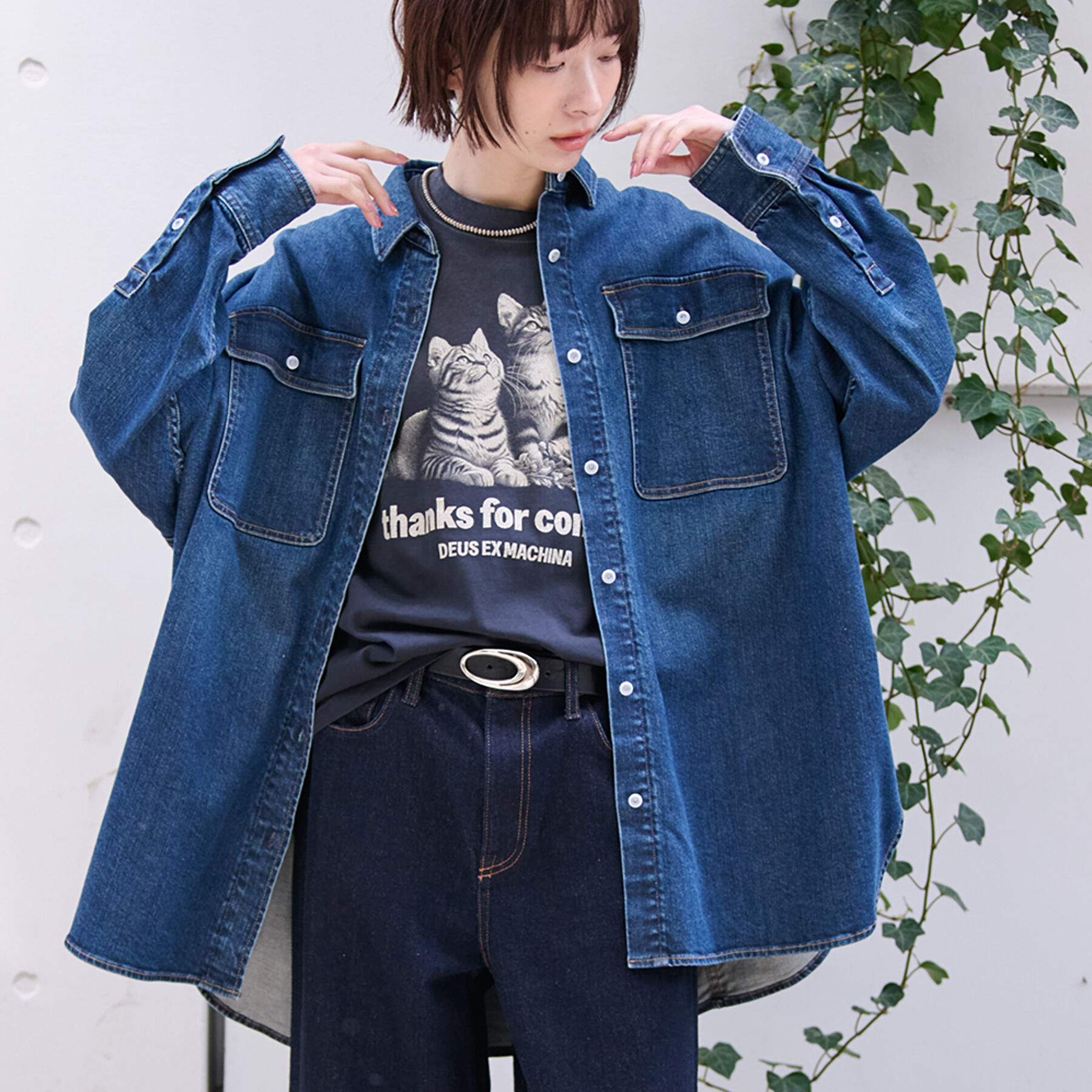 極美品　25年モデル　ヘルシーデニム　長袖シャツ　羽織り　ブルー Healthy denim / ヘルシーデニム】Almond / デニムシャツ（Rouge vif