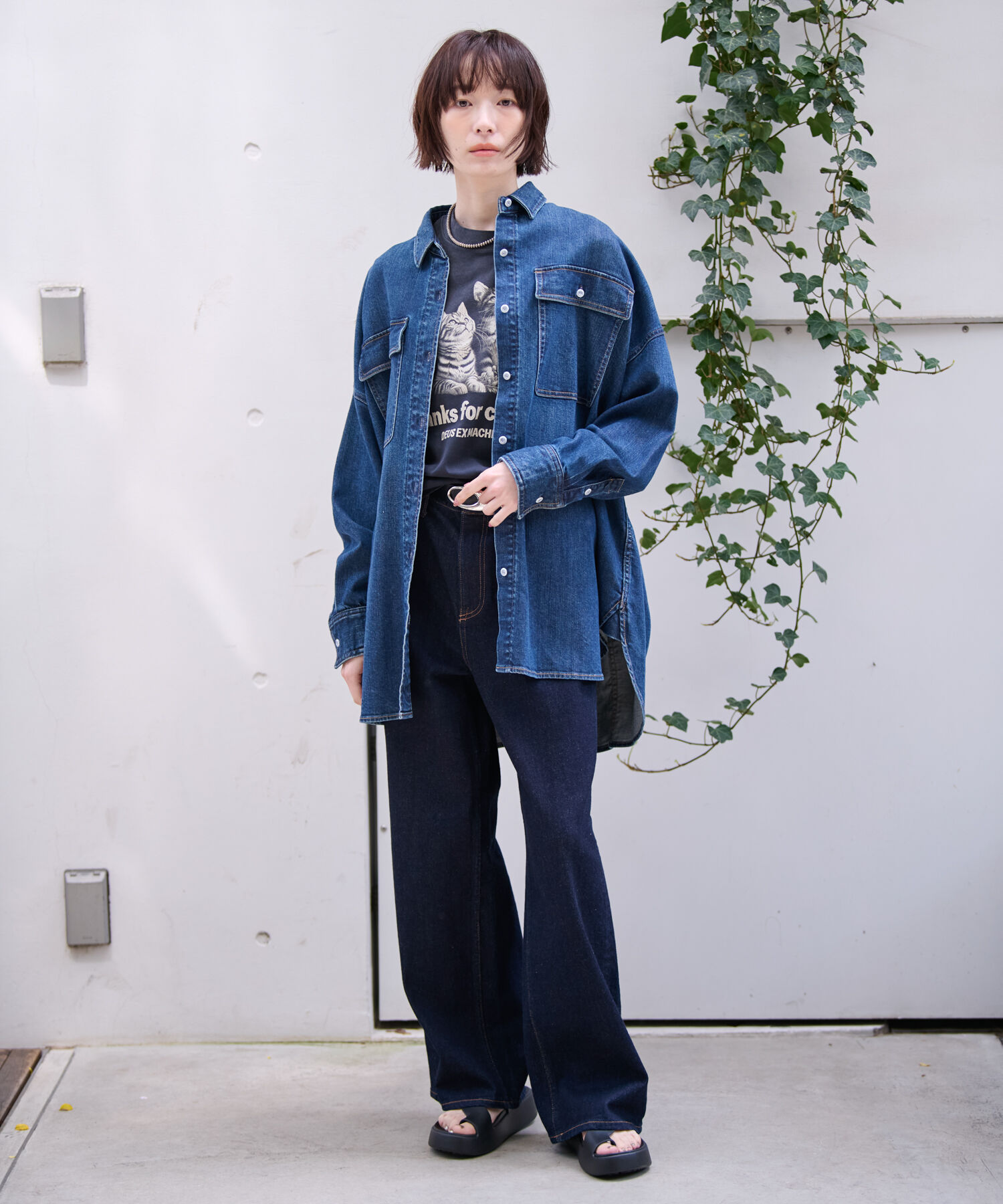Healthy denim / ヘルシーデニム】Almond / デニムシャツ（Rouge vif