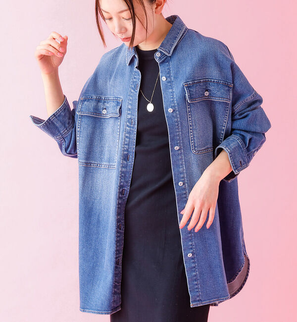Healthy denim / ヘルシーデニム】Almond / デニムシャツ（Rouge vif