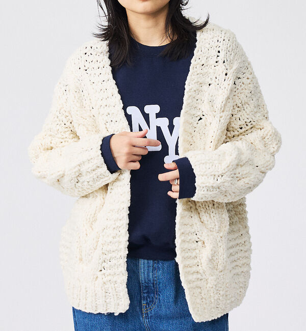 IRONING / アイロニング】ケーブルニットカーディガン/cable ro（Rouge