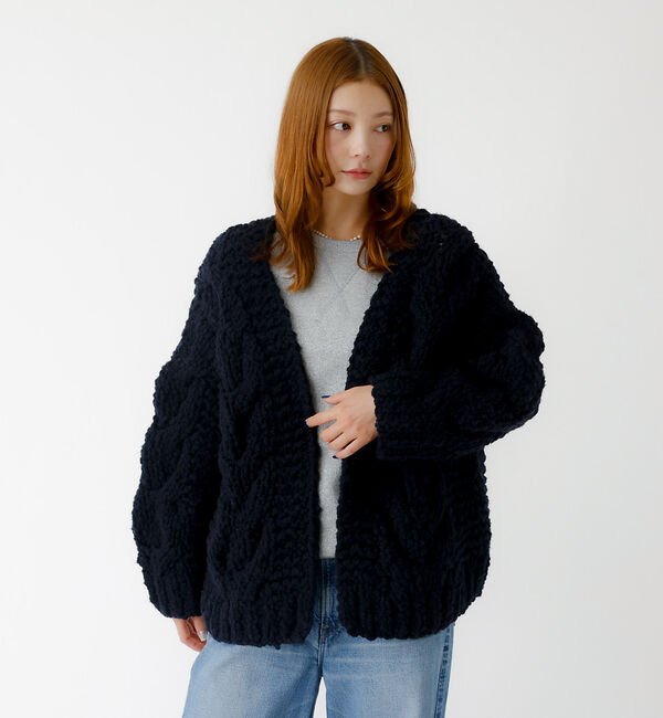 IRONING / アイロニング】ケーブルニットカーディガン/cable ro（Rouge