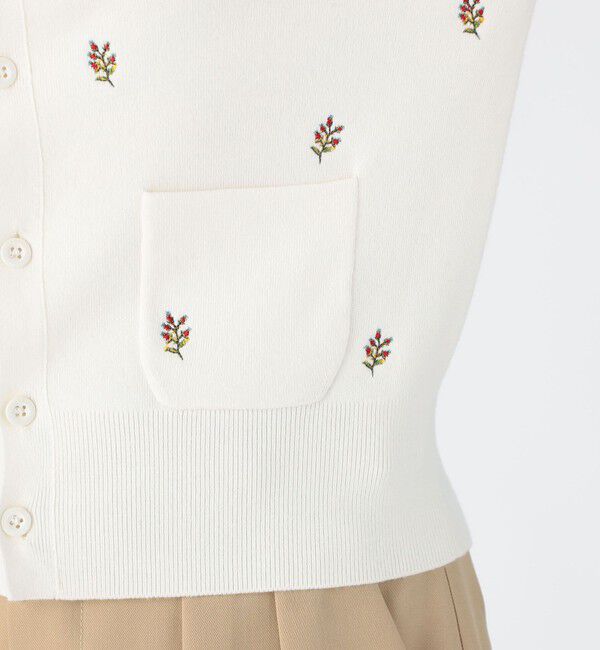 コットンカシミヤ エンブロイダリークルーネックカーディガン（CABaN