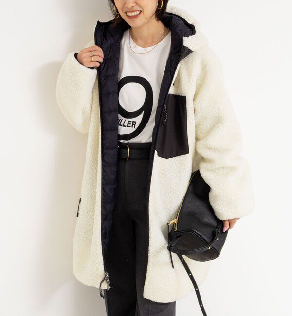 ノーリーズ×タイオン別注✨ボアリバーシブルダウンコート フード 黒 白 23AW ◇【WEB限定】【TAION/タイオン】別注ボア×ダウンフードコート