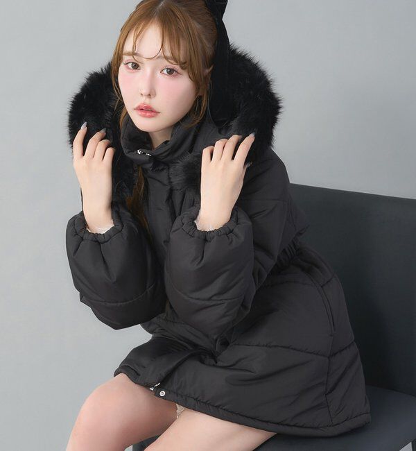 ベルト付きフェイクファーフードフェイクダウン｜ルミネのファッション