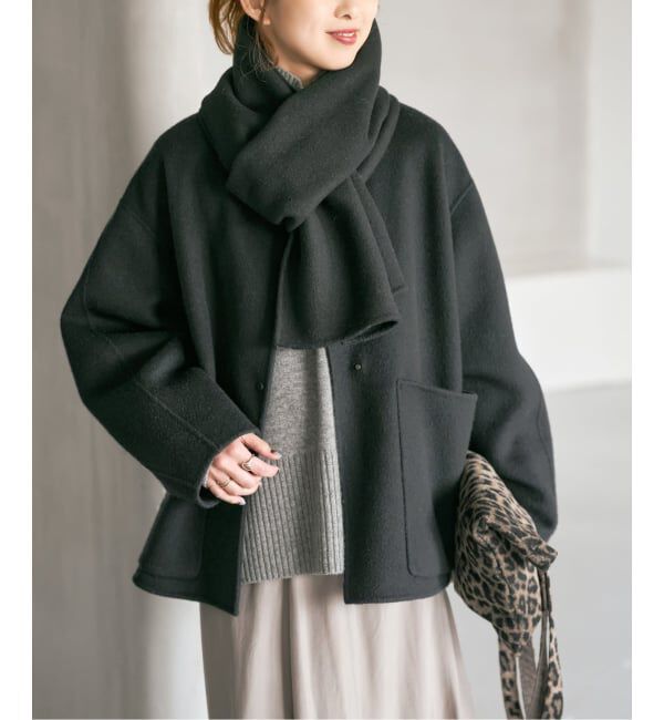 Spick&Span ビーバーストール付きショートコート　38 ブラック 追加》ビーバーストール付きセットコート（Spick and Span）｜ルミネの