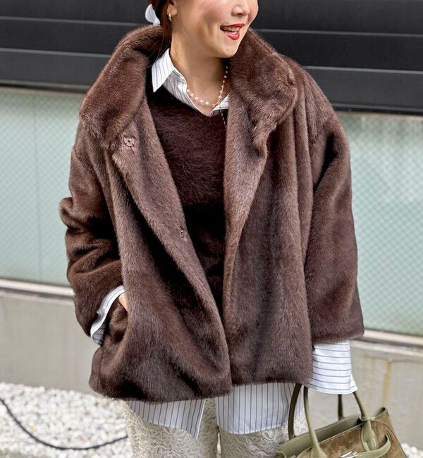 プリスティン　ベロア　ファーコート ADAM ET ROPE'（アダムエロペ） コート アウター Steiffファーコート